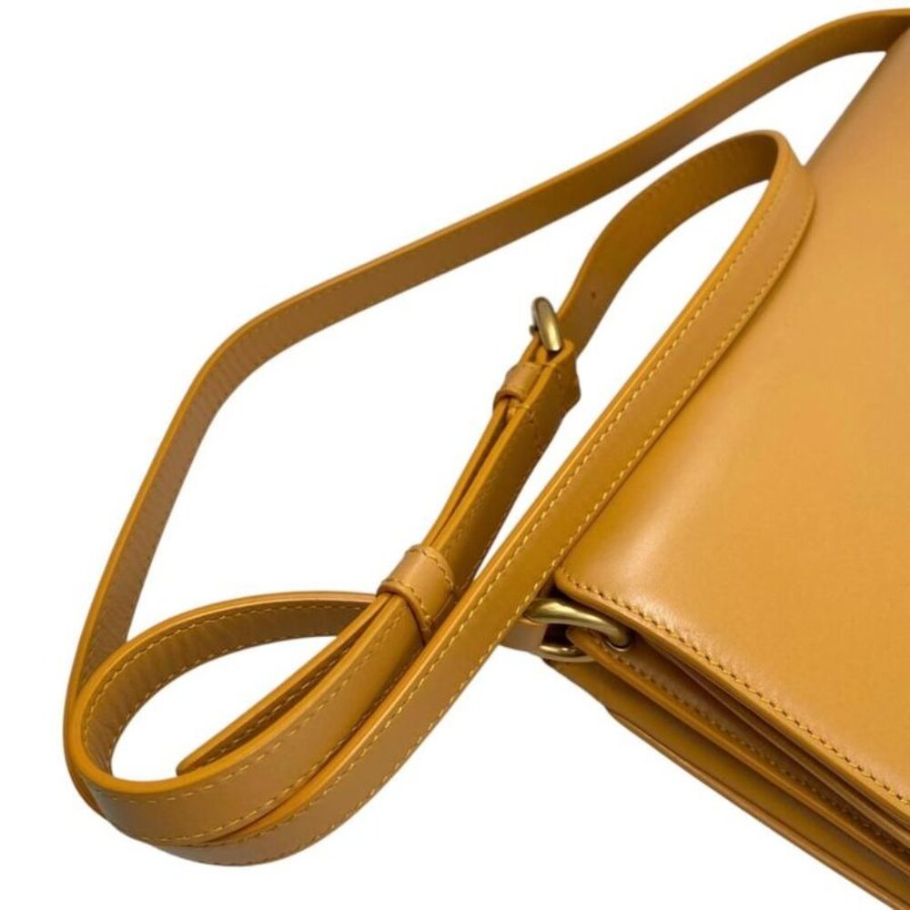 Saint Laurent Shoulder Bag Mayon Satchel Leather Orange Gold Hardware - Picture 14 of 14